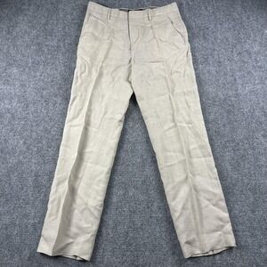 Banana Republic Dress Pants Mens 33x32 Beige Linen Flat Front Straight Summer